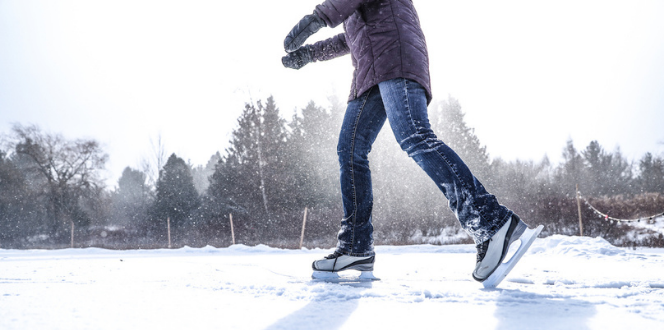 Outdoor skater on lake ice